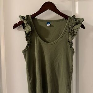 Old Navy Olive Green Ruffle Sleeve Top